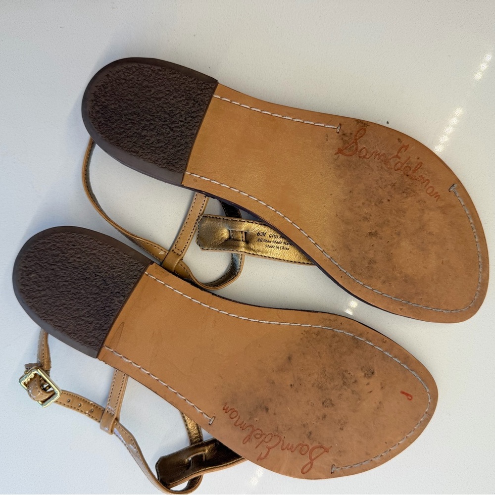 Sam Edelman Gigi Thong Sandals – Nude Patent / Croc Embossed Footbed – Size 6 - Picture 4 of 5